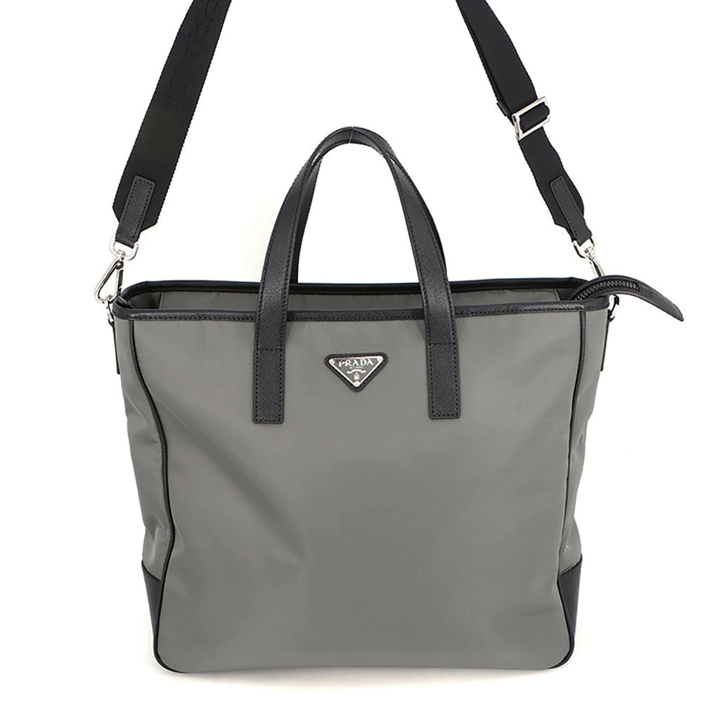 Prada Tote Tessuto Saffiano Bag Triangle Tessuto Saffiano Re Black